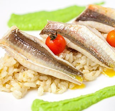 Gebakken rode poon met limoenrisotto